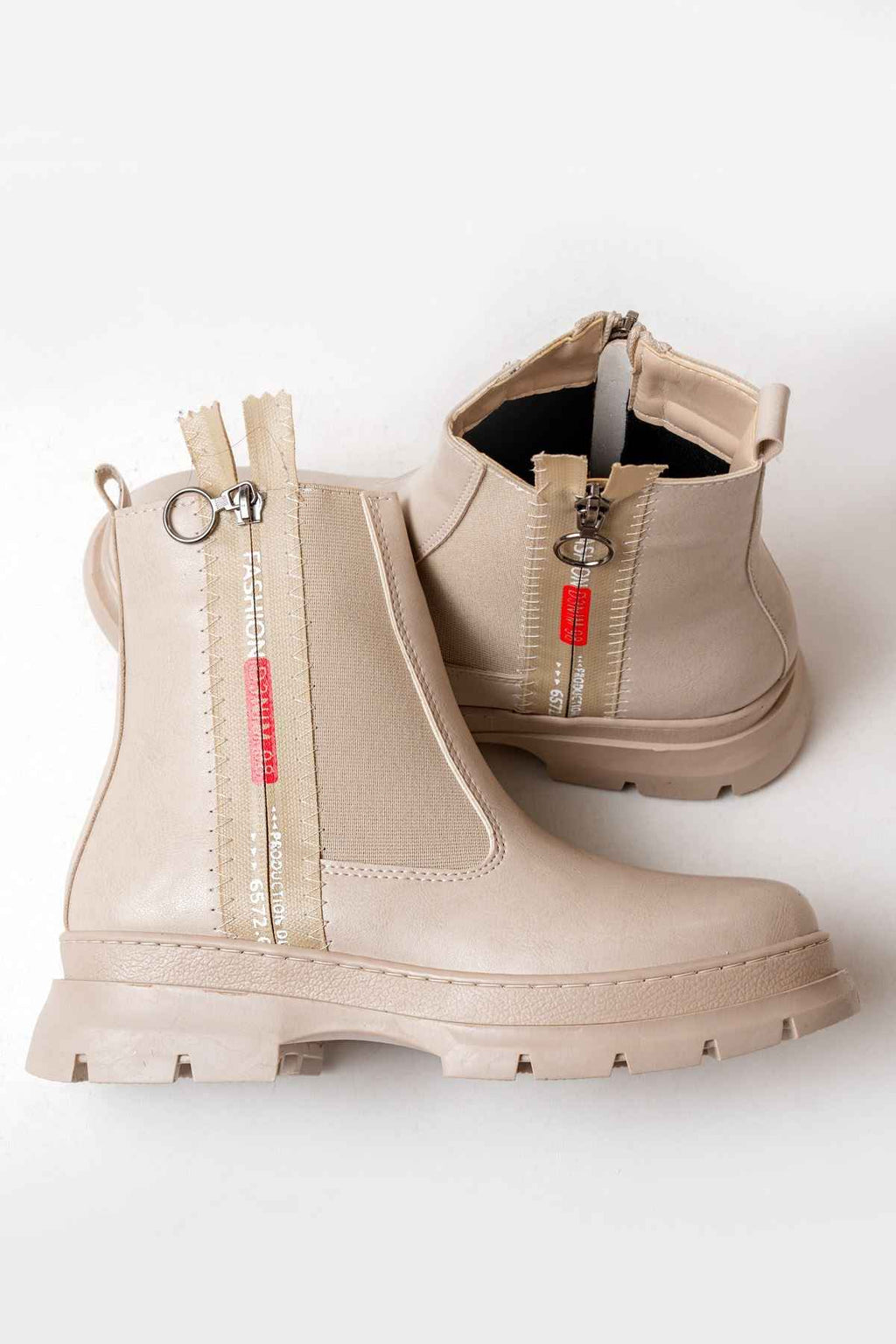 Ayakkabı Aşkı Asm-086 Bej Fashion Aksesuarlı Fermuarlı Günlük Kadın Bot