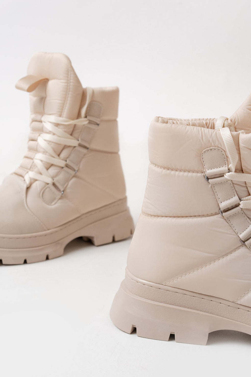 Ayakkabı Aşkı Bej Bağcıklı Su Geçirmez Kadın Kar Botu - Ayakkabı Aşkı