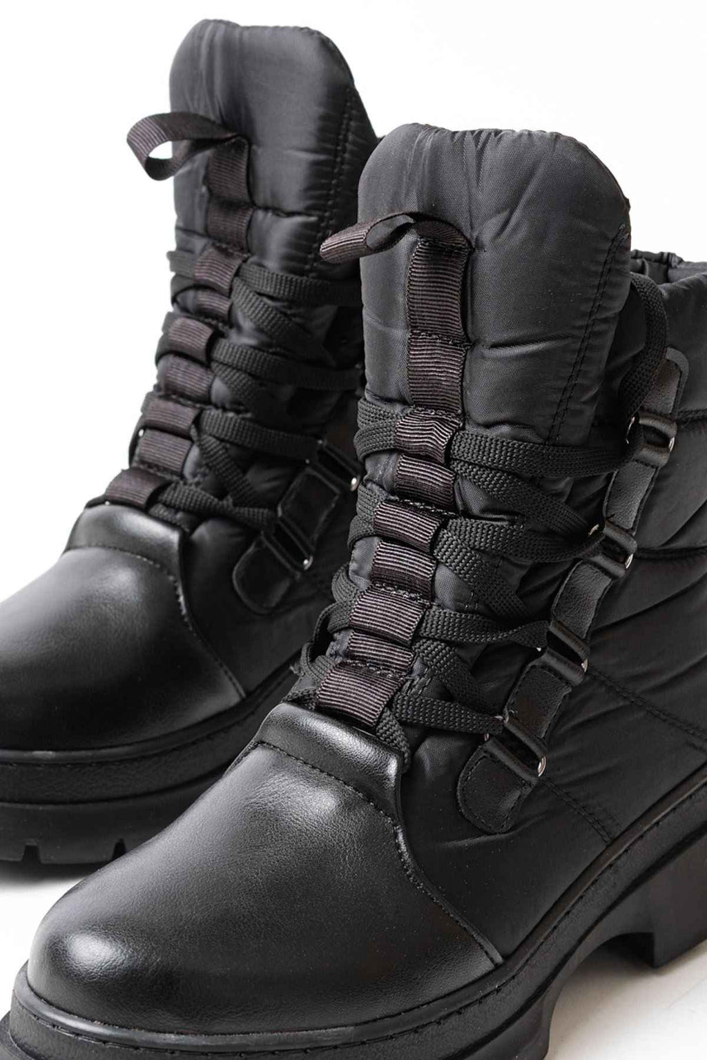 Ayakkabı Aşkı Asm-083 Siyah Bağcıklı Su Geçirmez Kadın Kar Botu