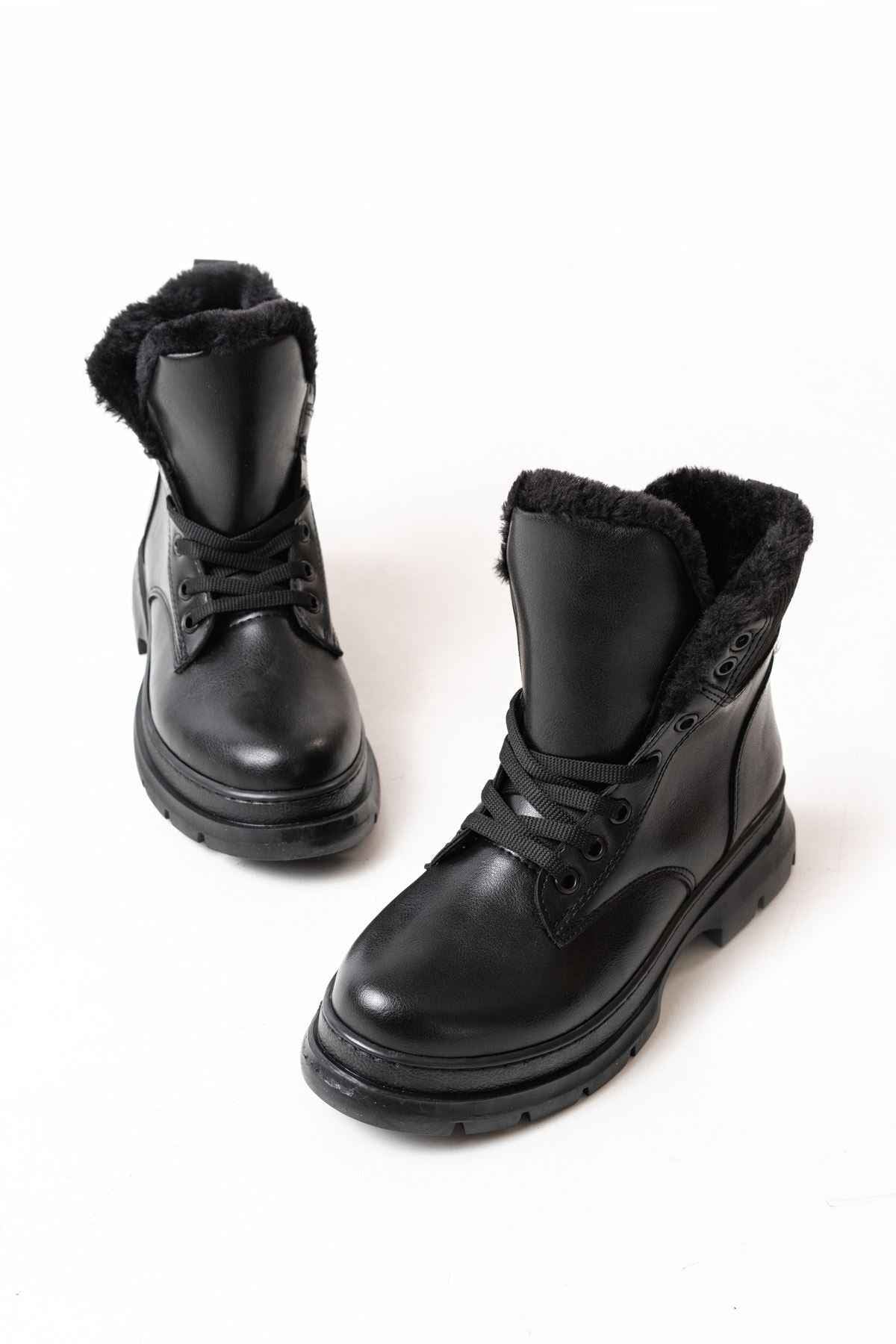 Ayakkabı Aşkı Asm-080 Siyah Bağcıklı Günlük Kadın Bot
