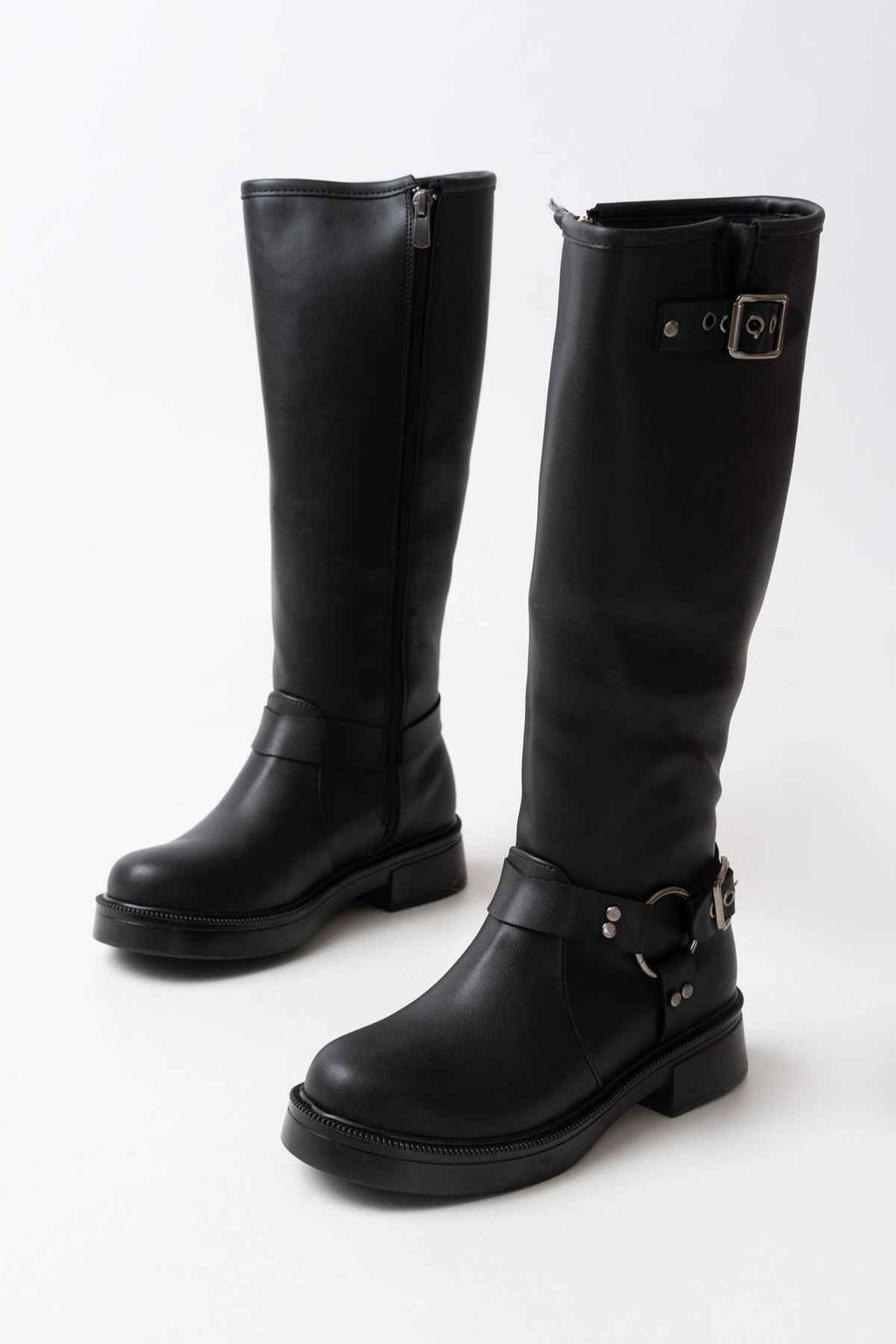 Ayakkabı Aşkı 02-312 Siyah Toka Aksesuarlı Fermuarlı Günlük Kadın Çizme