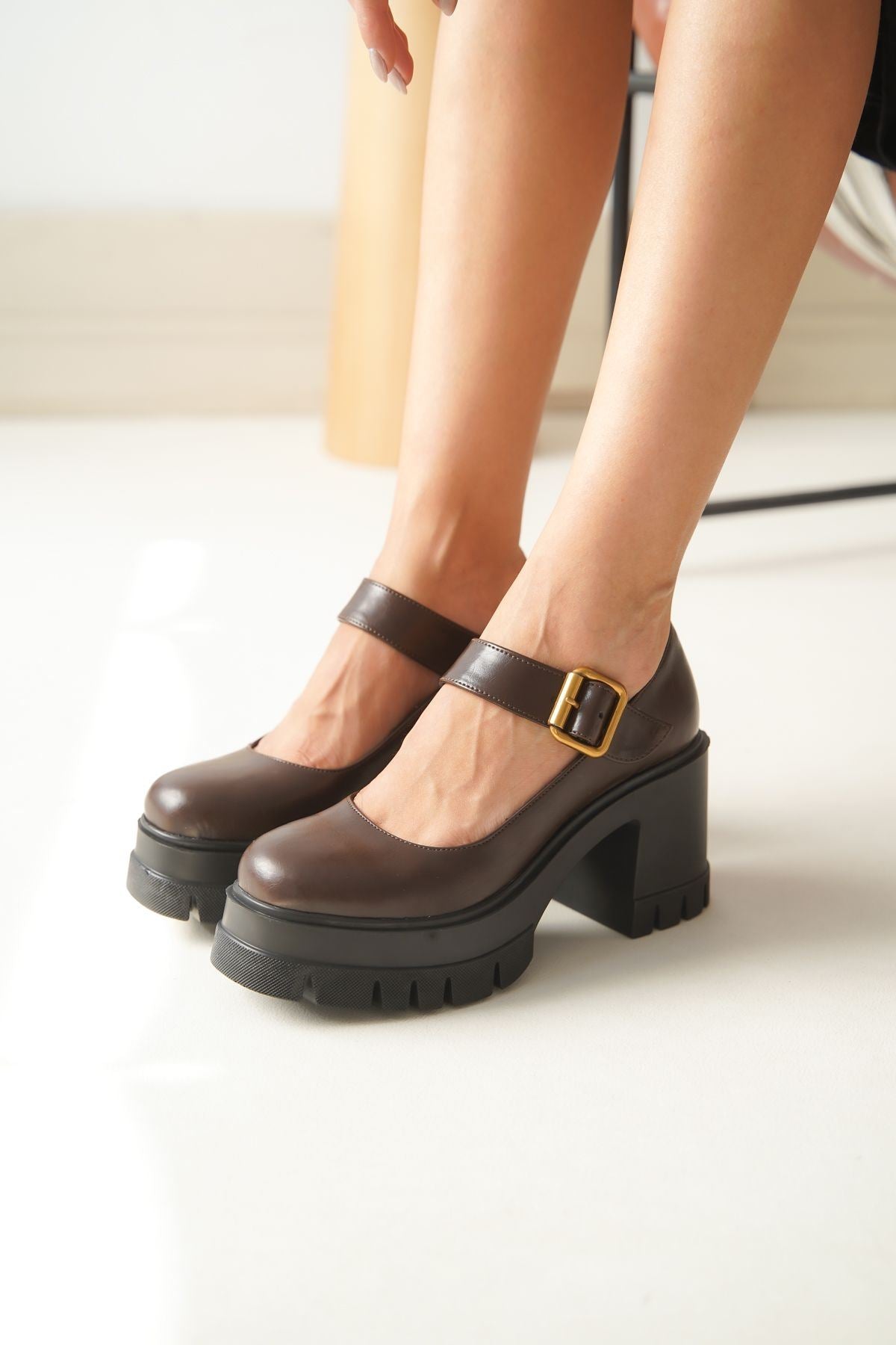 Ayakkabı Aşkı Kahverengi Günlük Yüksek Topuklu Platform Loafer Kadın Ayakkabı - Ayakkabı Aşkı