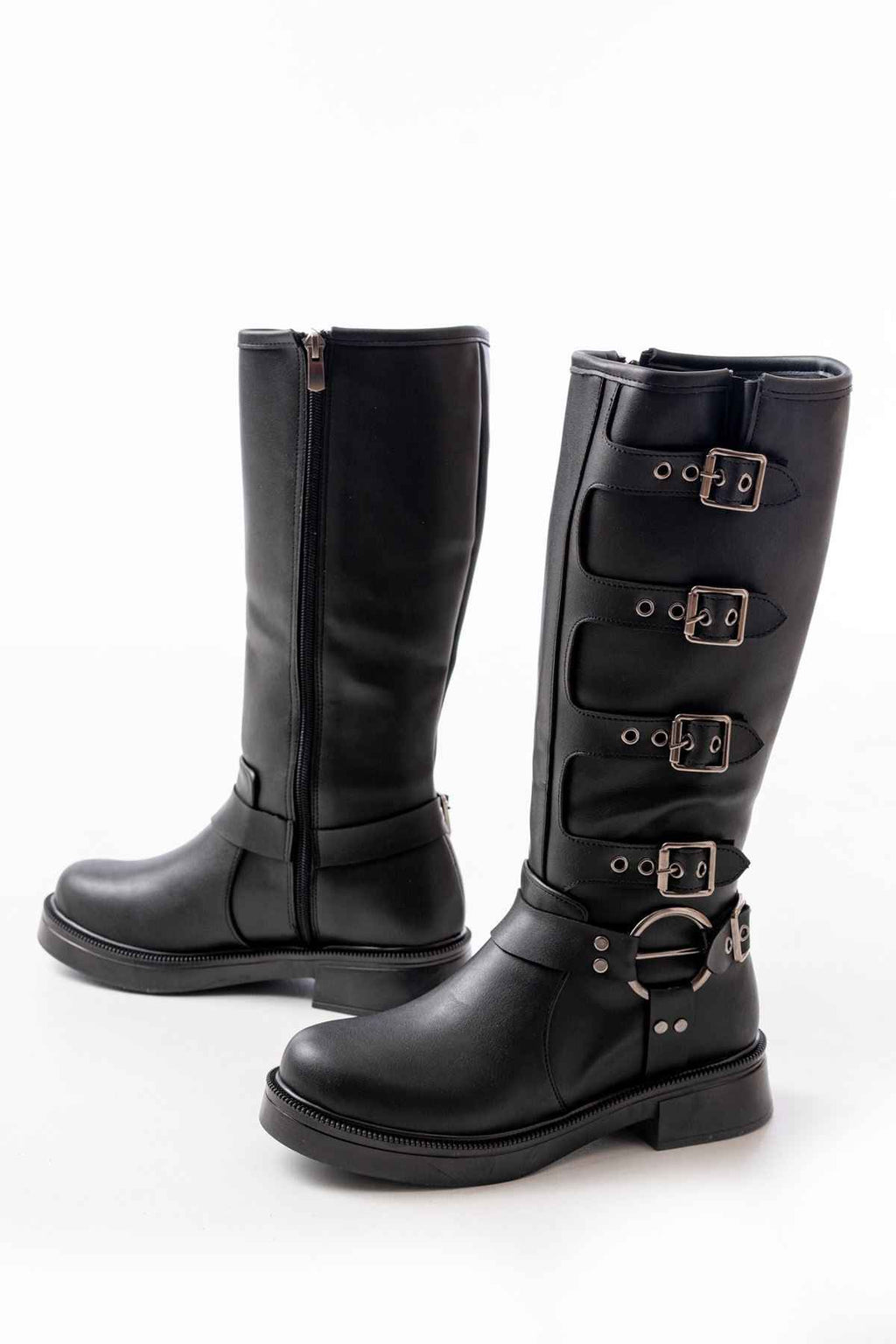 Ayakkabı Aşkı 02-346 Siyah Düz Topuklu Günlük Bayan Binici Çizme