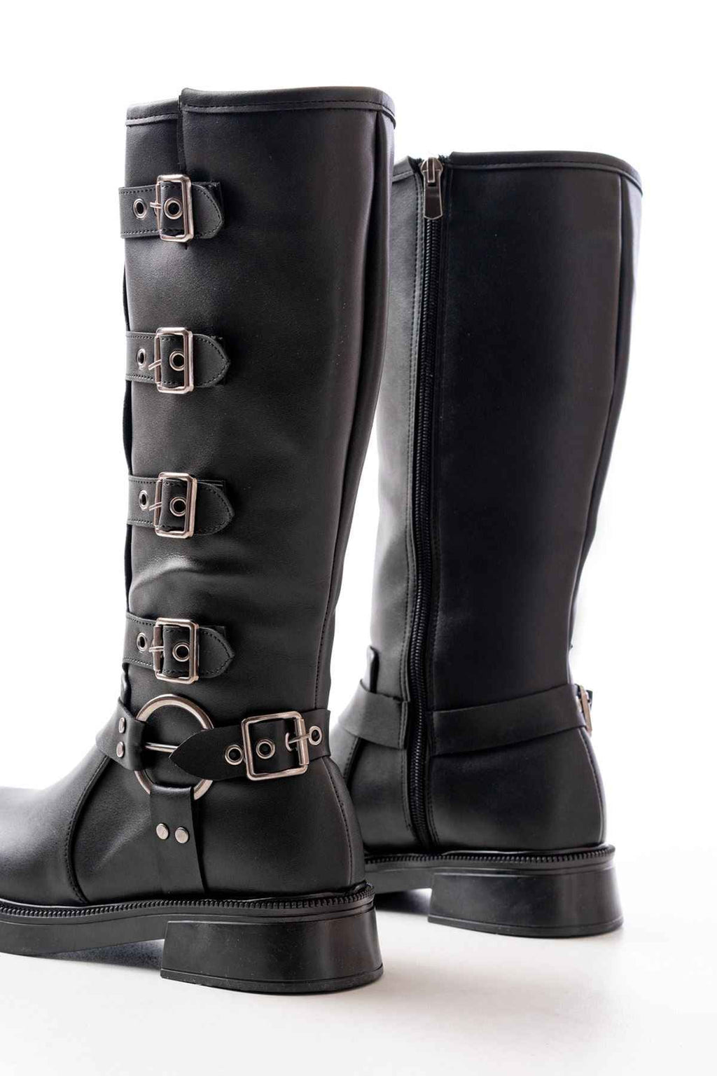 Ayakkabı Aşkı 02-346 Siyah Düz Topuklu Günlük Bayan Binici Çizme