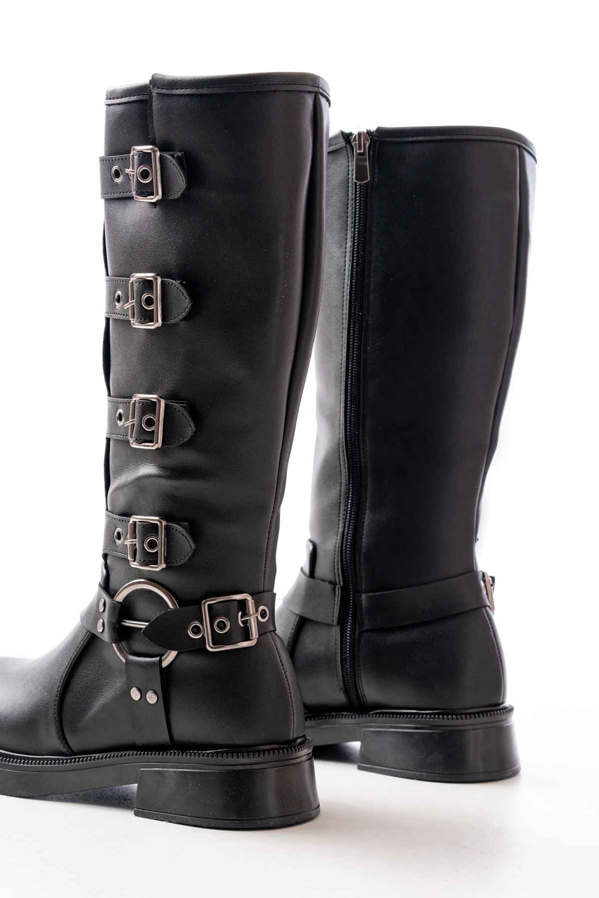 Ayakkabı Aşkı 02-346 Siyah Düz Topuklu Günlük Bayan Binici Çizme