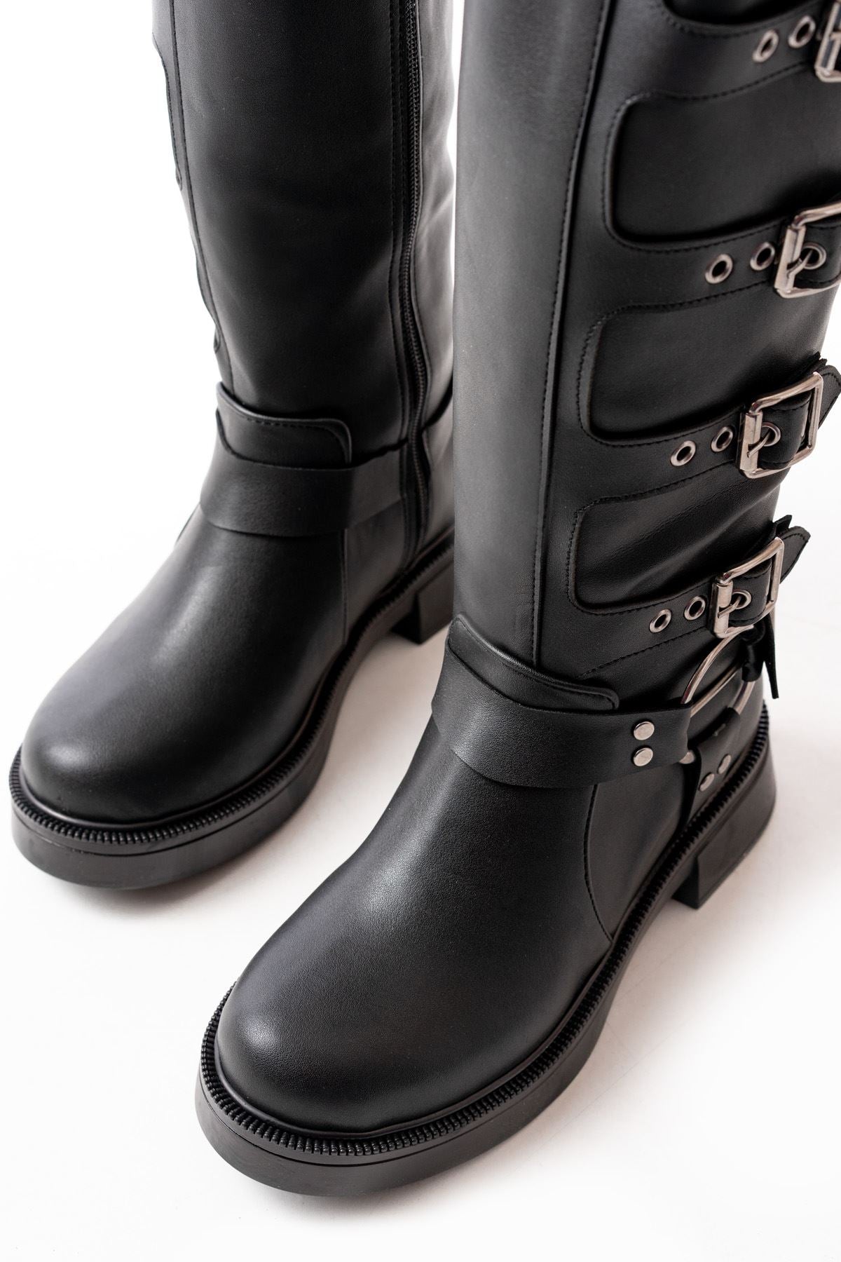 Ayakkabı Aşkı Siyah Düz Topuklu Günlük Bayan Binici Çizme