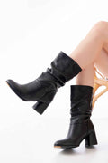 Ayakkabı Aşkı Rs-2430 Siyah Topuklu Körüklü Günlük Kadın Bot
