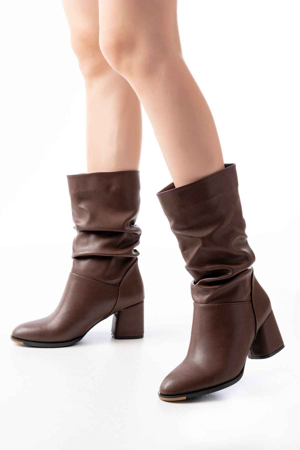 Ayakkabı Aşkı Rs-2430 Kahverengi Topuklu Körüklü Günlük Kadın Bot