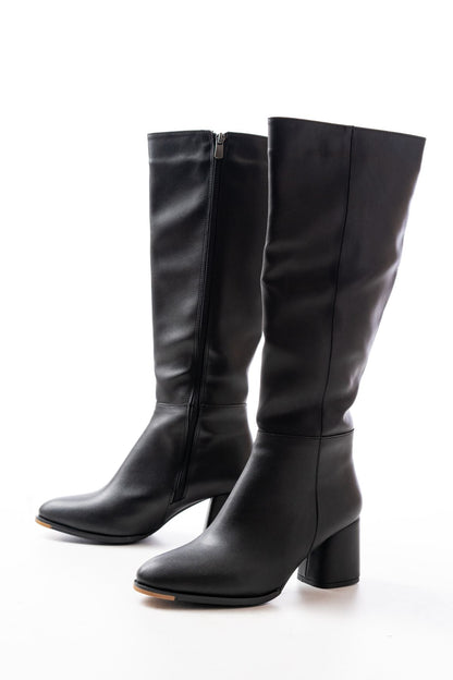 Ayakkabı Aşkı Siyah Topuklu Fermuarlı Günlük Kadın Çizme