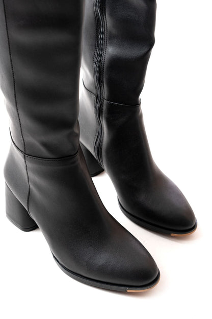 Ayakkabı Aşkı Siyah Topuklu Fermuarlı Günlük Kadın Çizme
