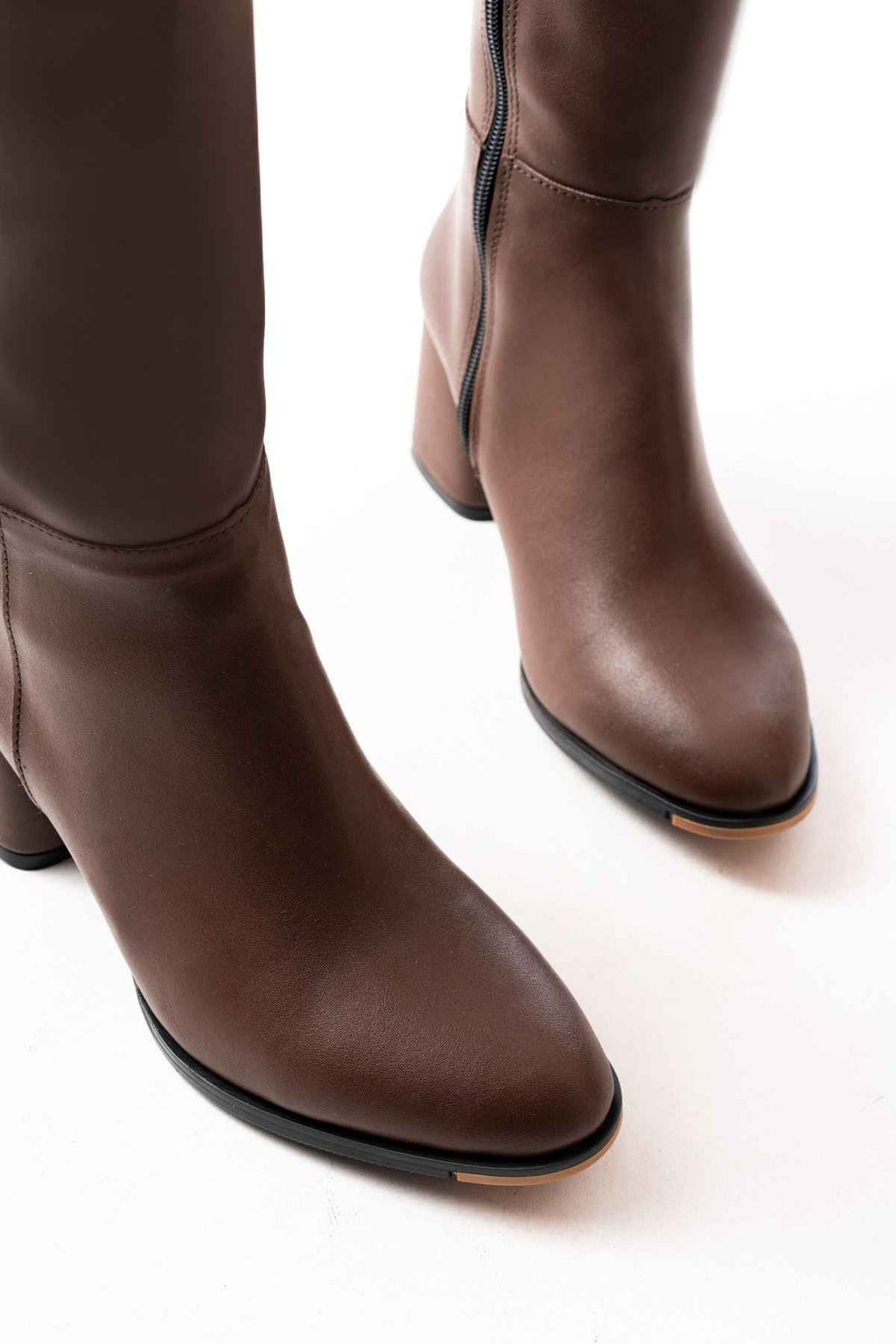 Ayakkabı Aşkı Rs-2432 Kahverengi Topuklu Fermuarlı Günlük Kadın Çizme