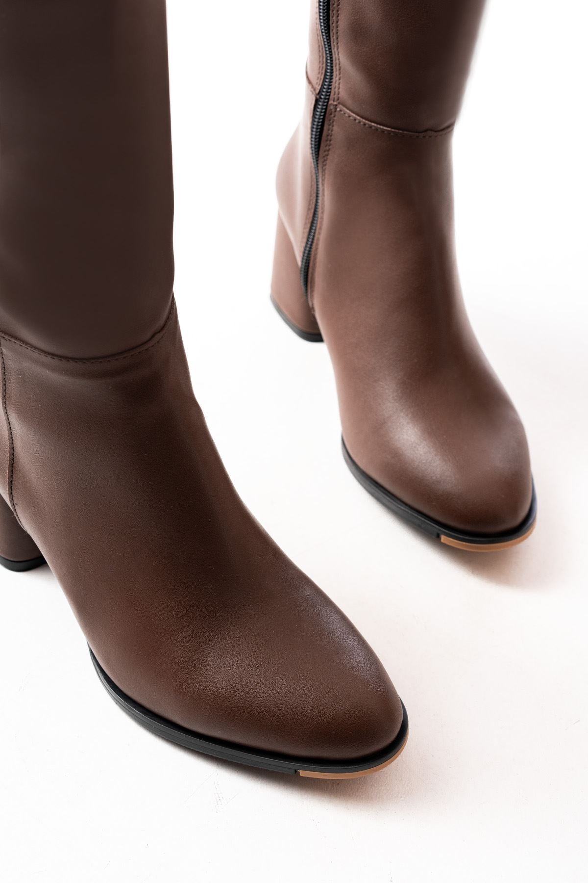 Ayakkabı Aşkı Kahverengi Topuklu Fermuarlı Günlük Kadın Çizme