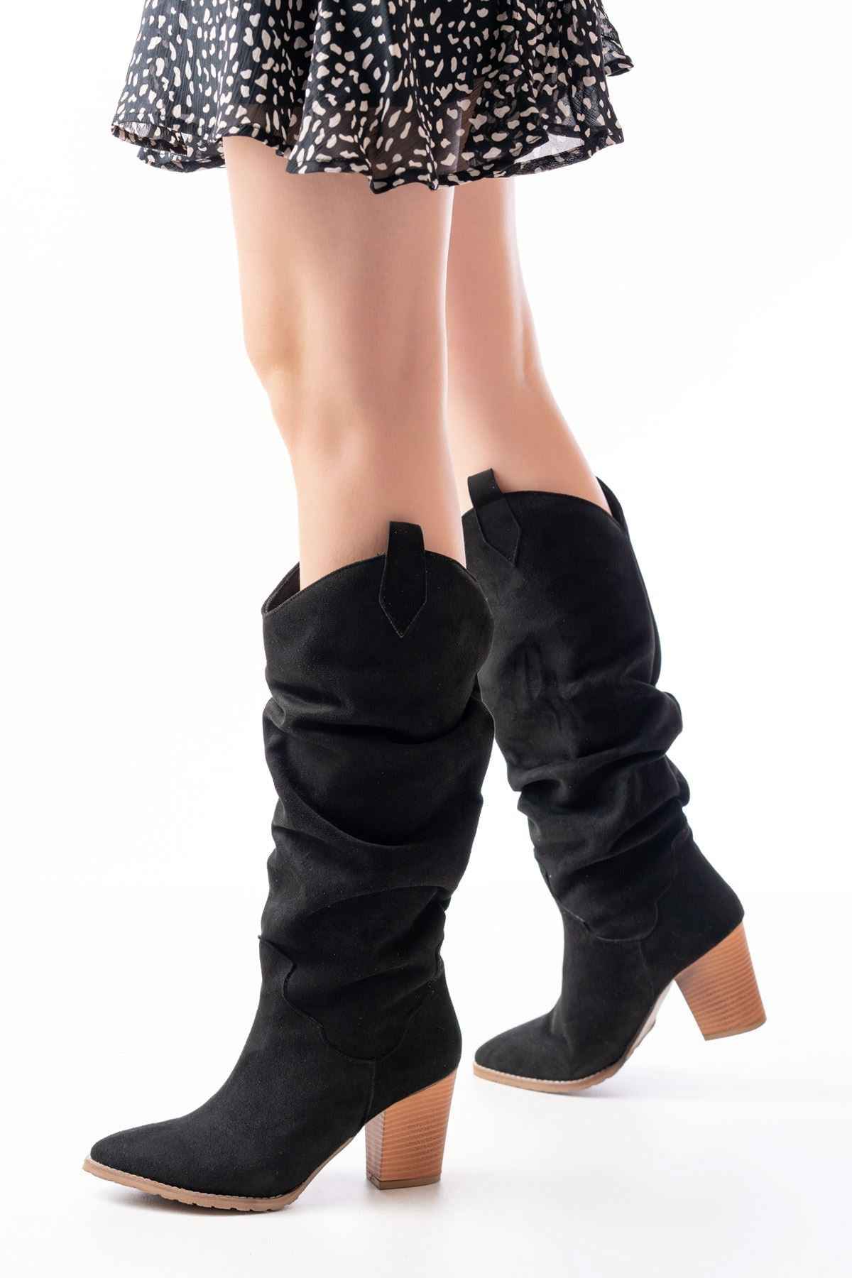 Ayakkabı Aşkı Ls-1884 Siyah Süet Günlük Kadın Çizme