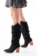 Ayakkabı Aşkı Siyah Süet Günlük Kadın Çizme - Ayakkabı Aşkı