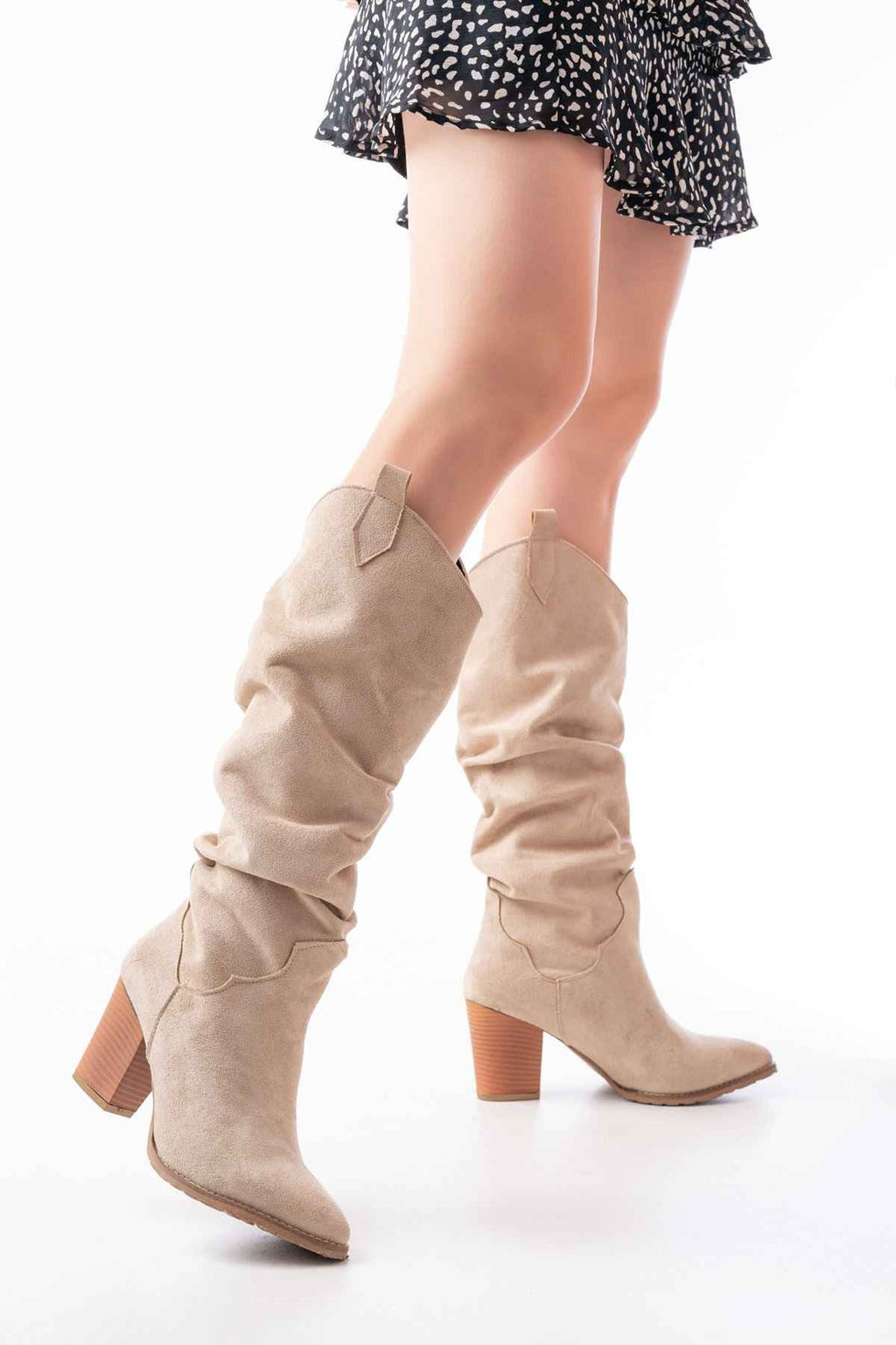 Ayakkabı Aşkı Ls-1884 Bej Süet Günlük Kadın Çizme