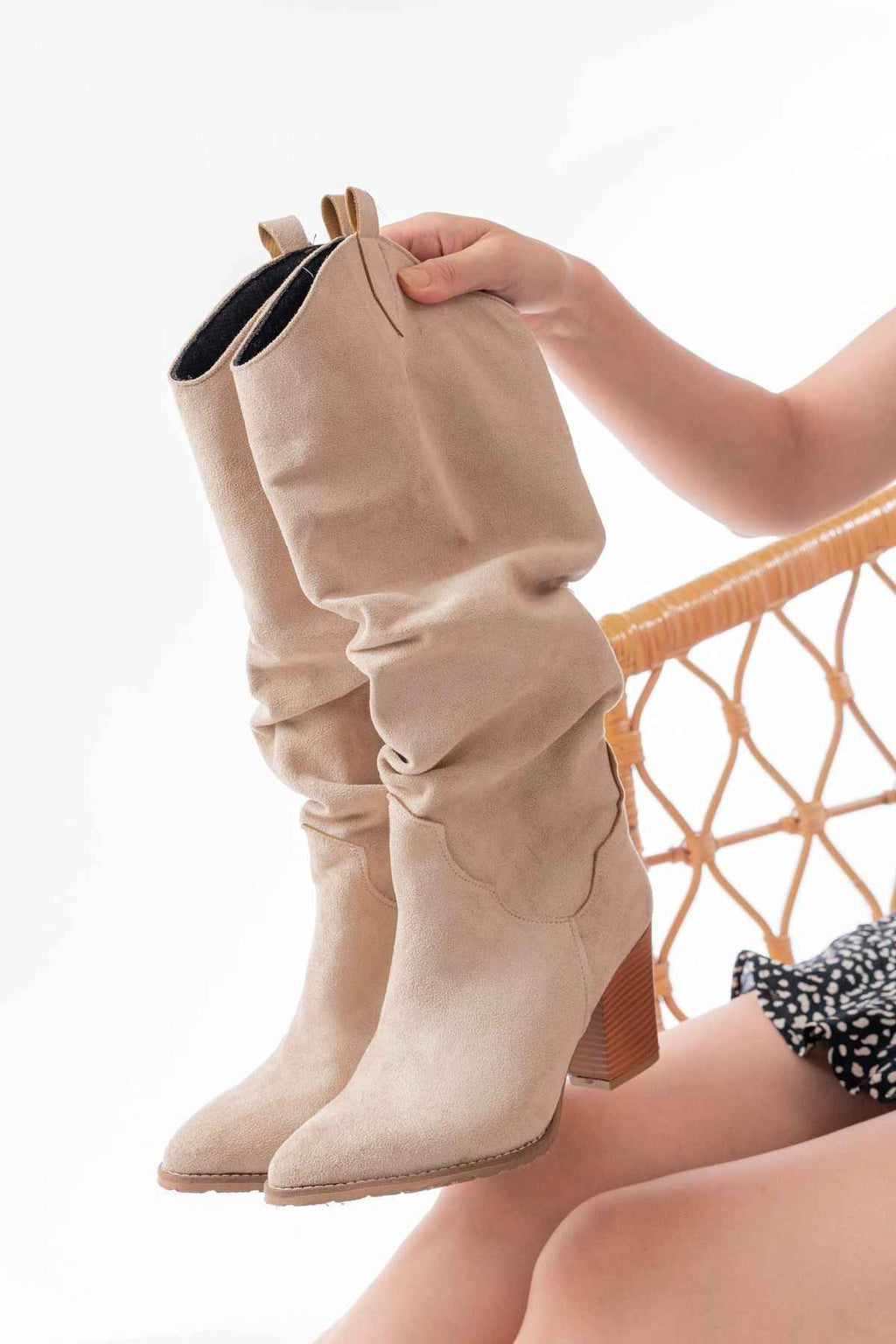 Ayakkabı Aşkı Ls-1884 Bej Süet Günlük Kadın Çizme