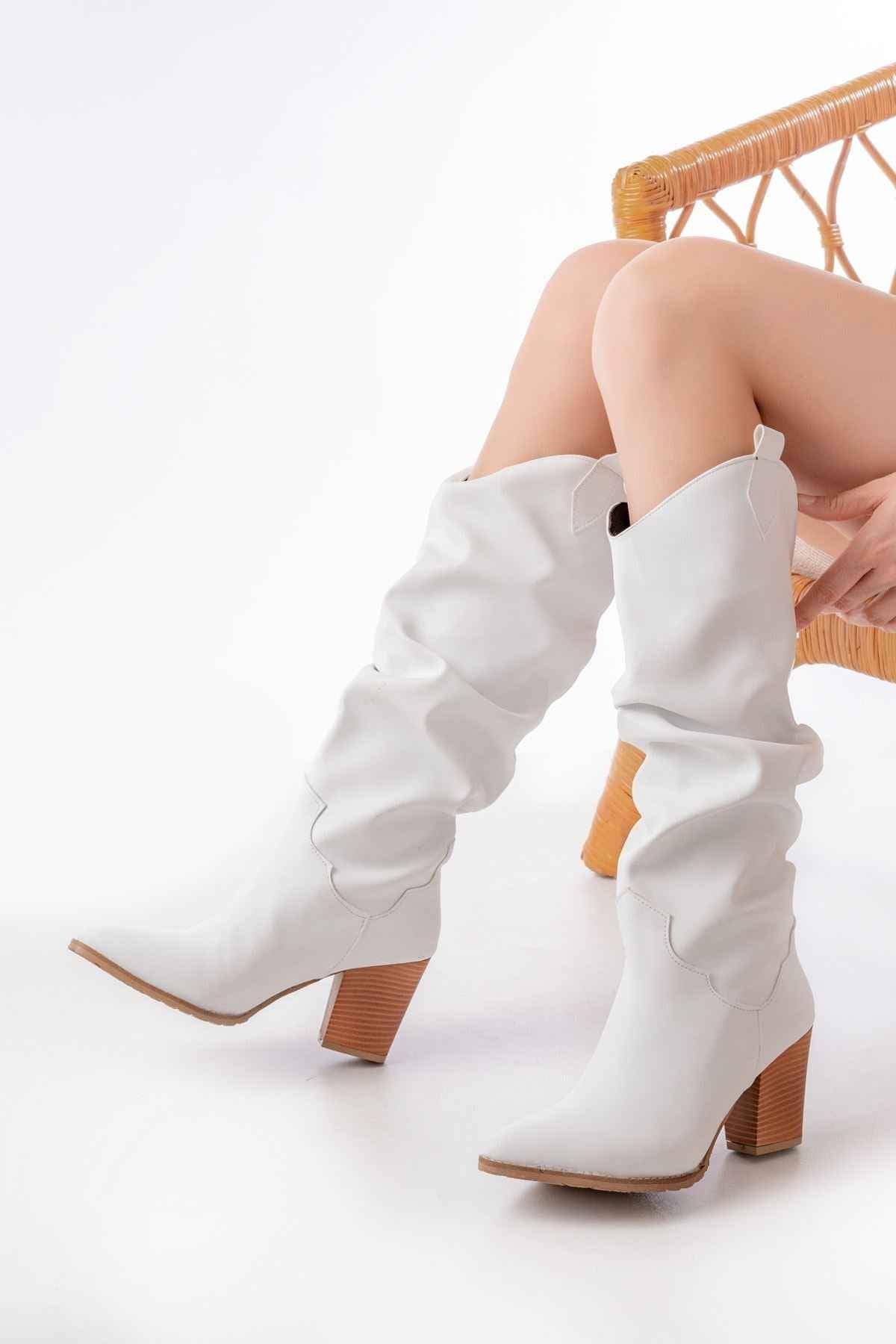 Ayakkabı Aşkı Ls-1884 Beyaz Günlük Kadın Çizme