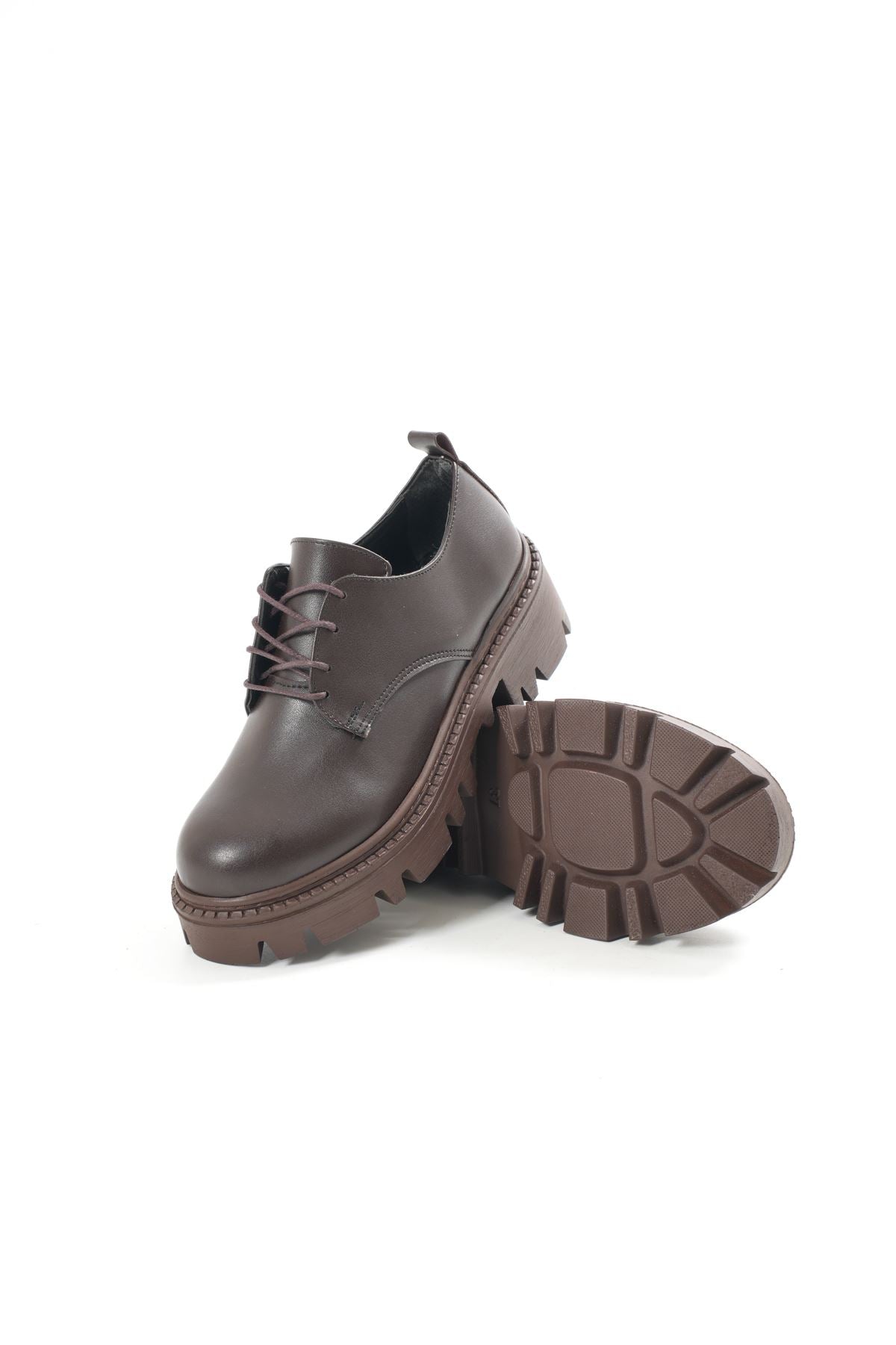 Ayakkabı Aşkı Kahverengi Bağcıklı Günlük Yüksek Tabanlı Loafer Ayakkabı - Ayakkabı Aşkı