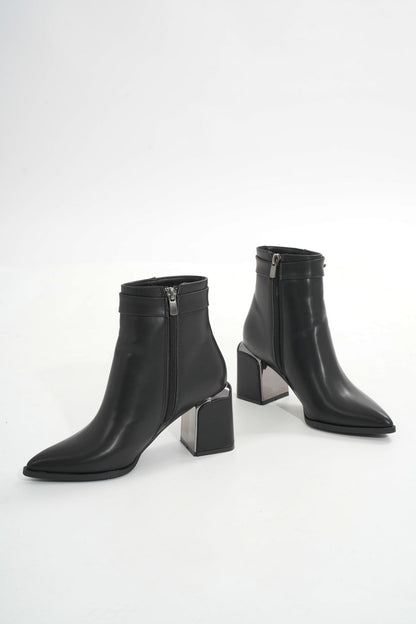 Ayakkabı Aşkı Siyah Fermuarlı Topuklu Kadın Günlük Bot