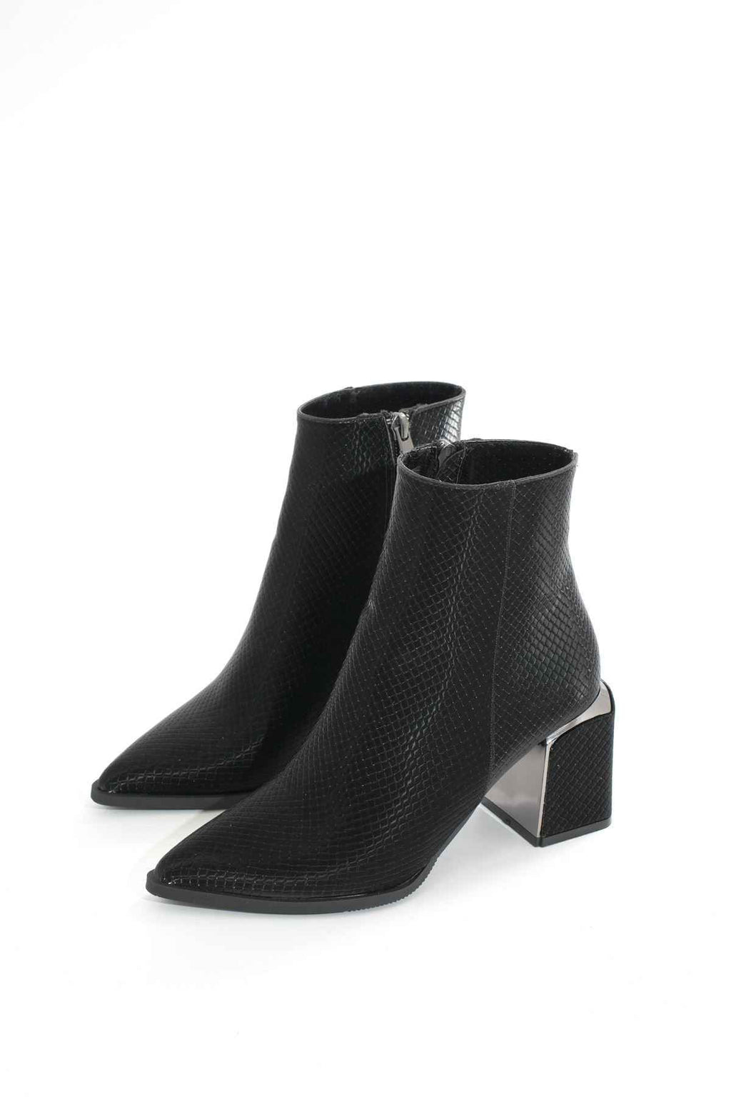 Ayakkabı Aşkı Dnz-409 Siyah Fermuarlı Topuklu Kadın Günlük Bot