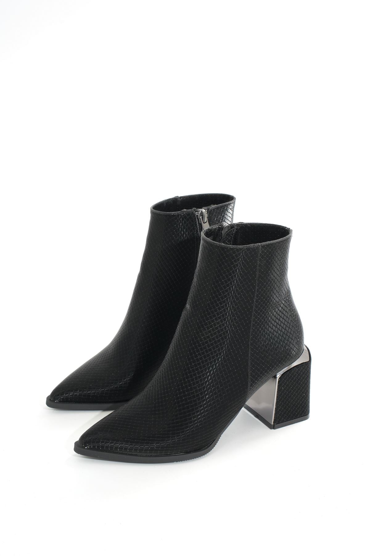 Ayakkabı Aşkı Siyah Fermuarlı Topuklu Kadın Günlük Bot