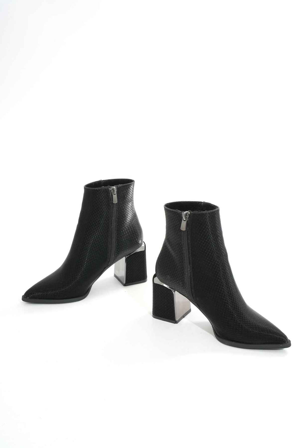 Ayakkabı Aşkı Dnz-409 Siyah Fermuarlı Topuklu Kadın Günlük Bot