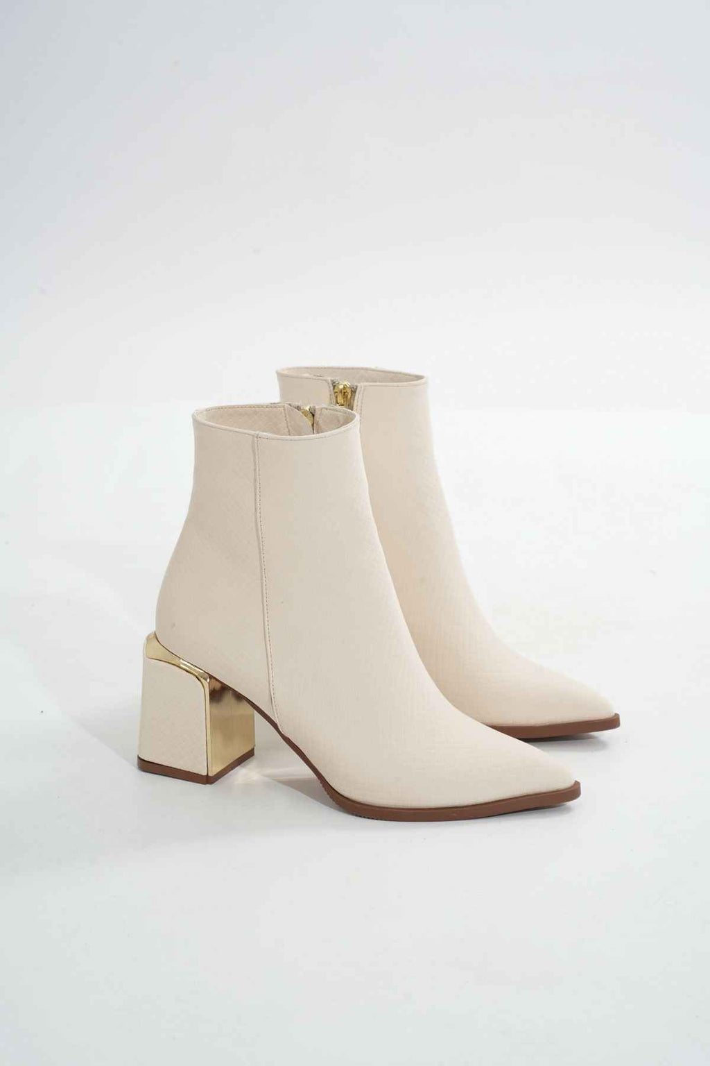 Ayakkabı Aşkı Dnz-409 Bej Fermuarlı Topuklu Kadın Günlük Bot
