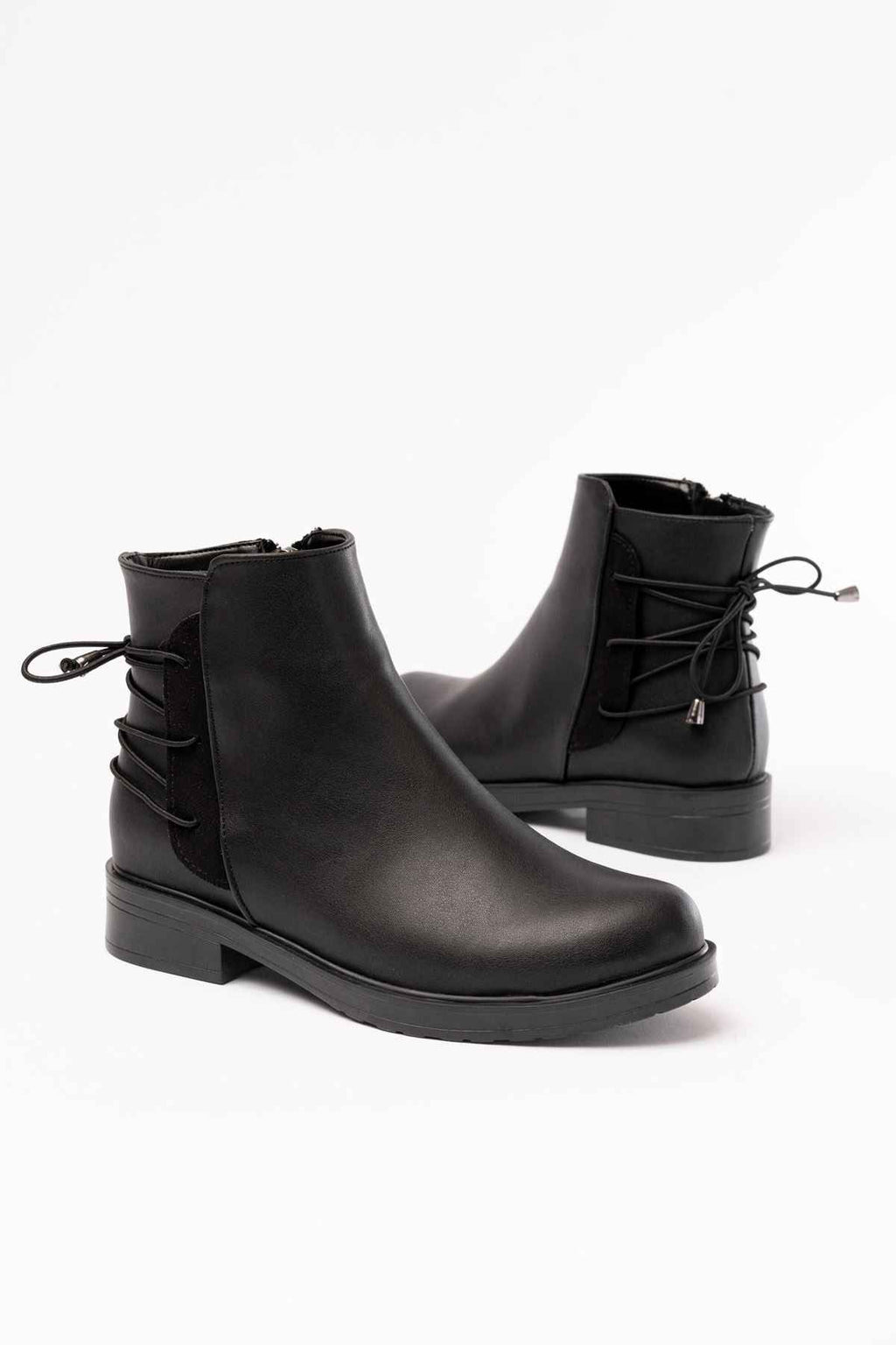 Ayakkabı Aşkı 165-209 Siyah Arka Bağcık Aksesuarlı Fermuarlı Günlük Kadın Bot
