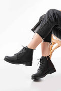 Ayakkabı Aşkı 165-225 Siyah Bağcıklı Fermuarlı Günlük Kadın Bot