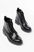 Ayakkabı Aşkı 165-225 Siyah Rugan Bağcıklı Fermuarlı Günlük Kadın Bot