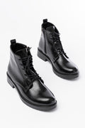 Ayakkabı Aşkı Siyah Rugan Bağcıklı Fermuarlı Günlük Kadın Bot - Ayakkabı Aşkı