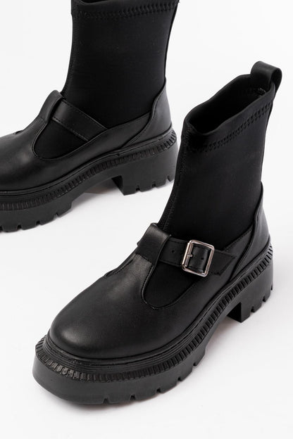 Ayakkabı Aşkı Siyah Streç Günlük Kadın Bot
