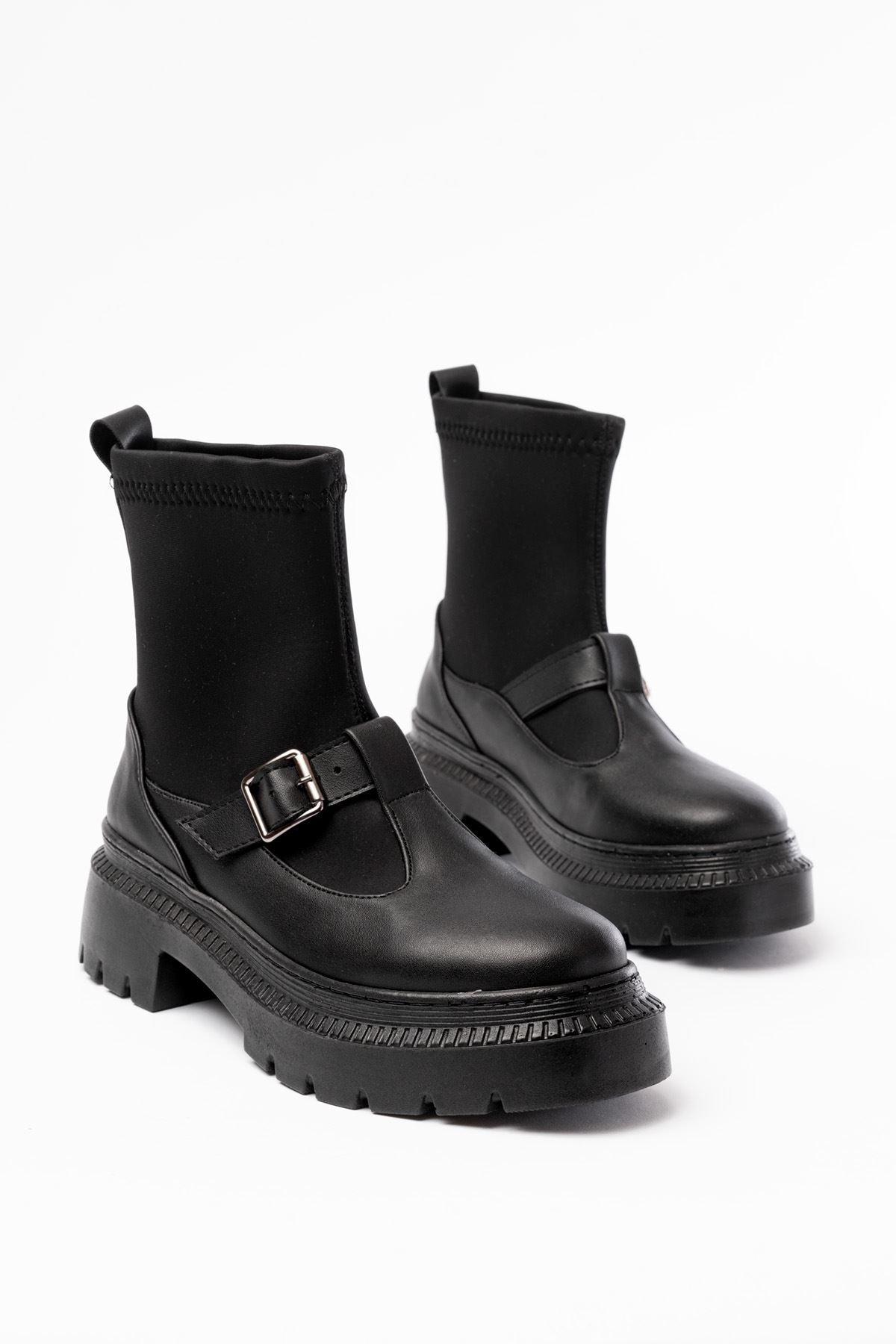 Ayakkabı Aşkı Siyah Streç Günlük Kadın Bot