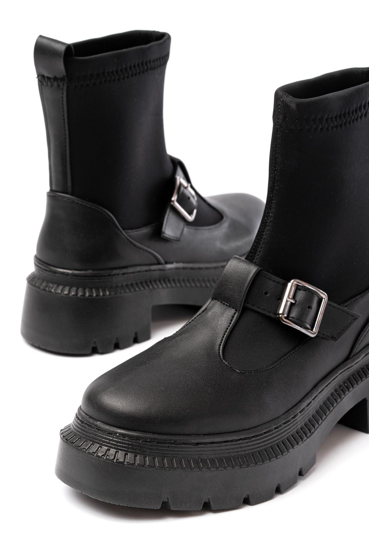 Ayakkabı Aşkı Siyah Streç Günlük Kadın Bot