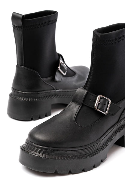 Ayakkabı Aşkı Siyah Streç Günlük Kadın Bot