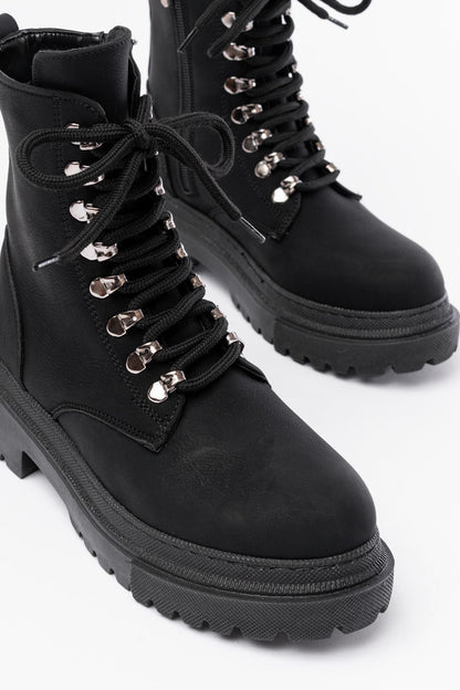 Ayakkabı Aşkı Siyah Zümrüt Bağcıklı Fermuarlı Günlük Kadın Bot