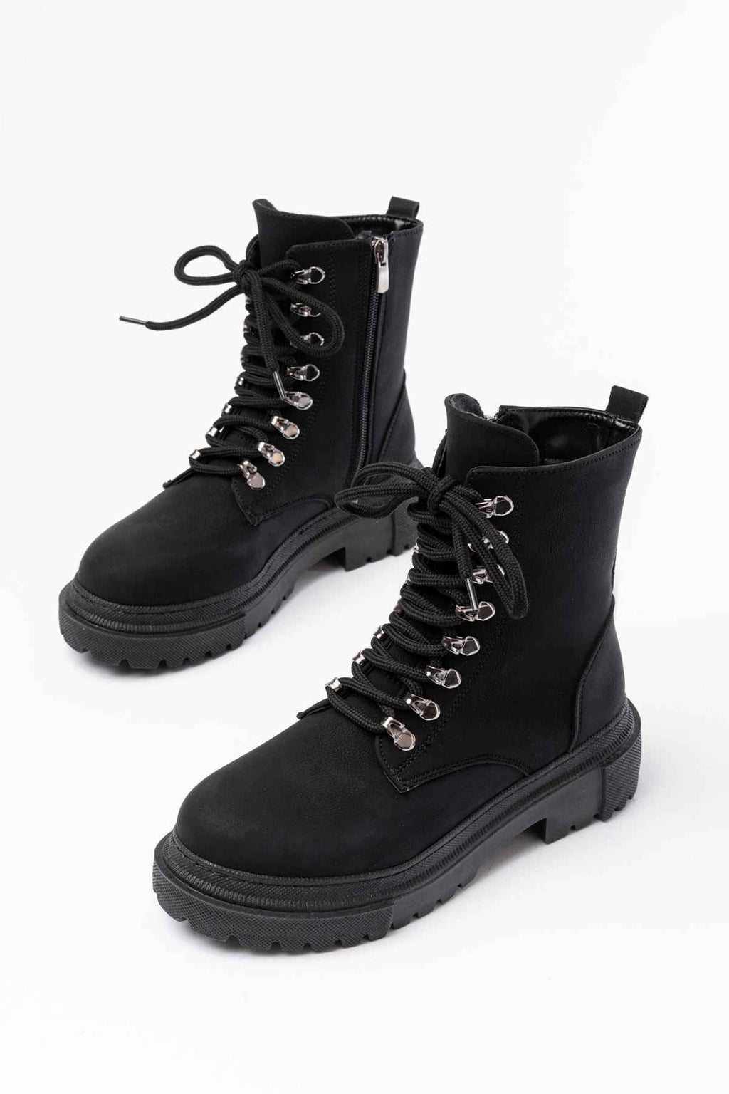 Ayakkabı Aşkı 812-2121 Siyah Zümrüt Bağcıklı Fermuarlı Günlük Kadın Bot