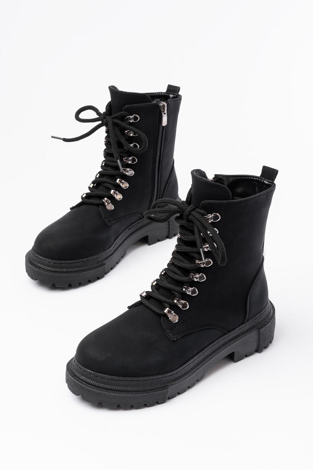 Ayakkabı Aşkı Siyah Zümrüt Bağcıklı Fermuarlı Günlük Kadın Bot