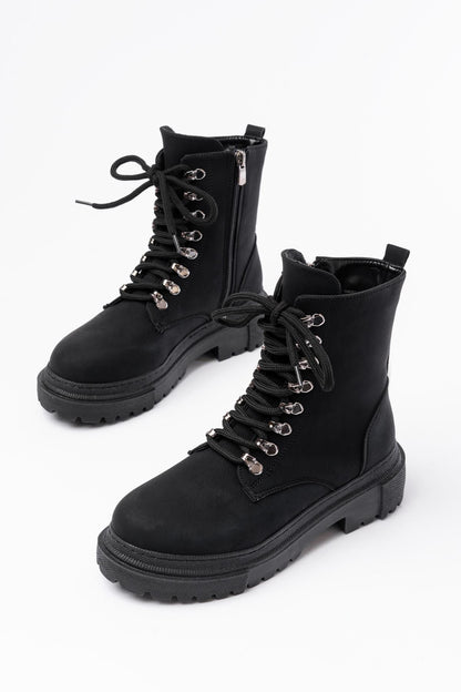 Ayakkabı Aşkı Siyah Zümrüt Bağcıklı Fermuarlı Günlük Kadın Bot