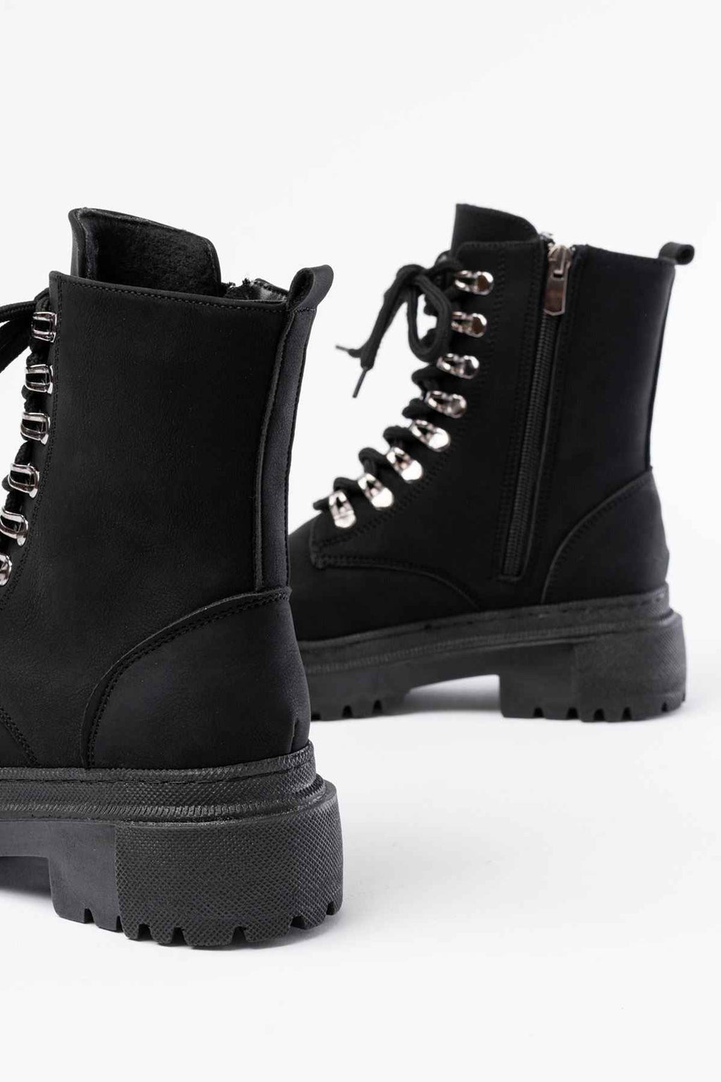 Ayakkabı Aşkı 812-2121 Siyah Zümrüt Bağcıklı Fermuarlı Günlük Kadın Bot