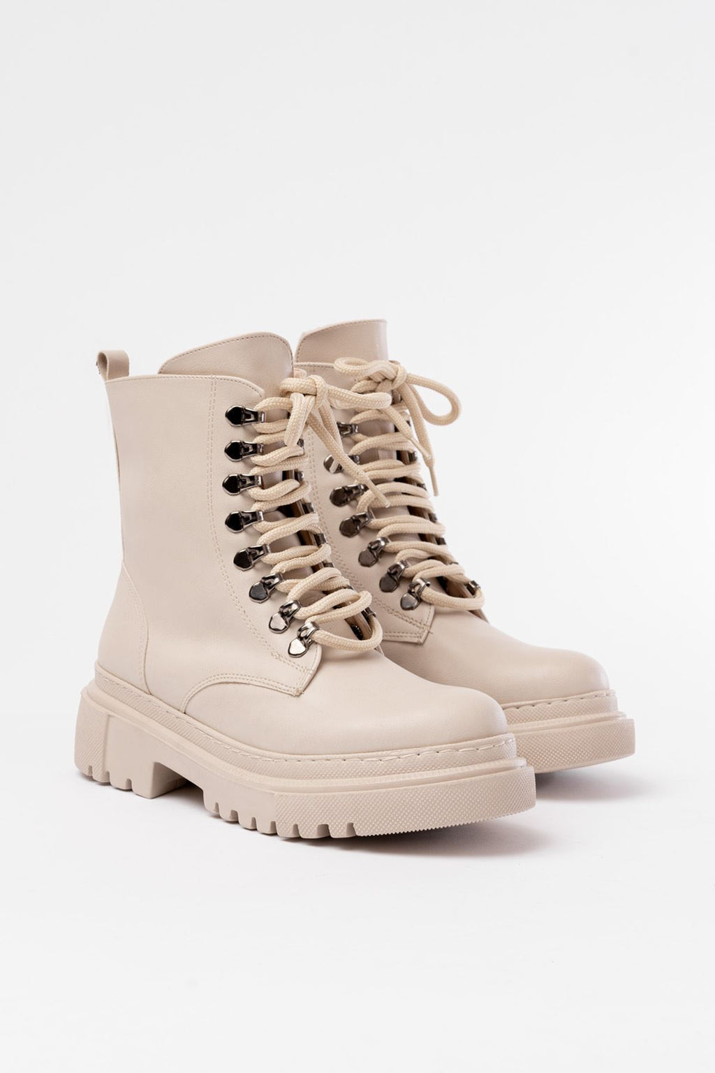 Ayakkabı Aşkı Bej Bağcıklı Fermuarlı Günlük Kadın Bot - Ayakkabı Aşkı