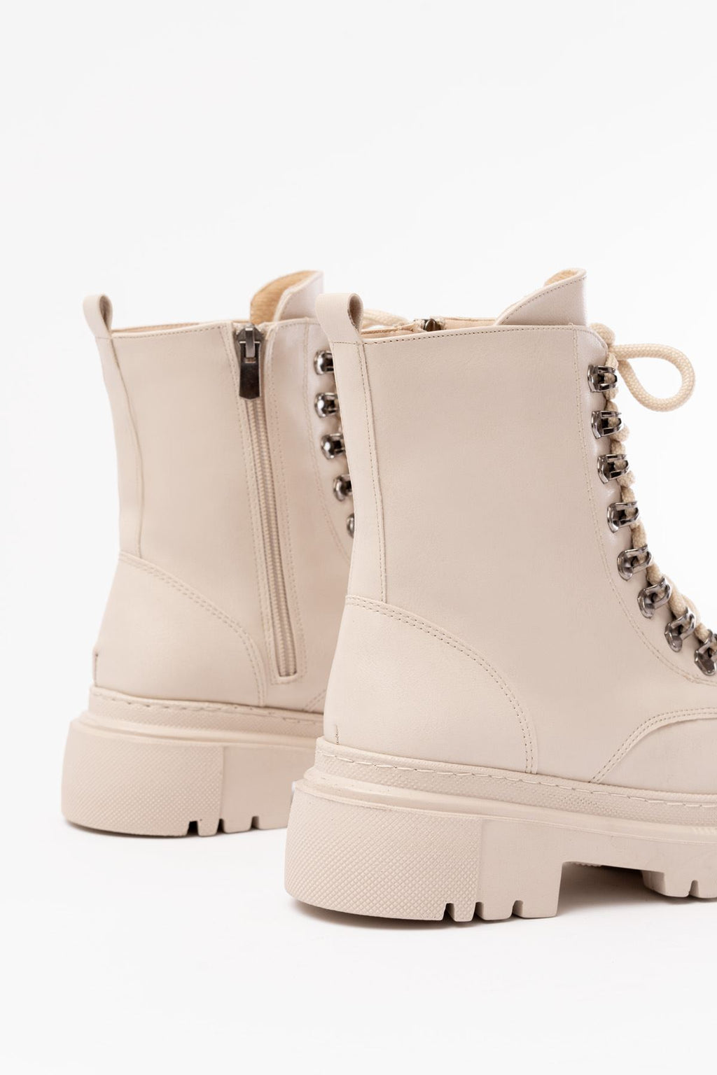 Ayakkabı Aşkı Bej Bağcıklı Fermuarlı Günlük Kadın Bot - Ayakkabı Aşkı