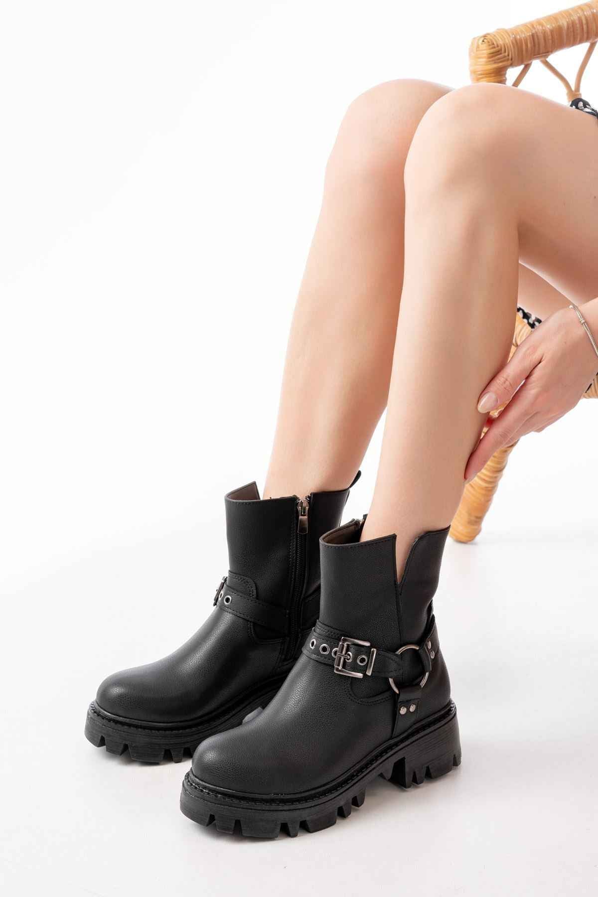 Ayakkabı Aşkı 868-2015 Siyah Fermuarlı Günlük Kadın Bot