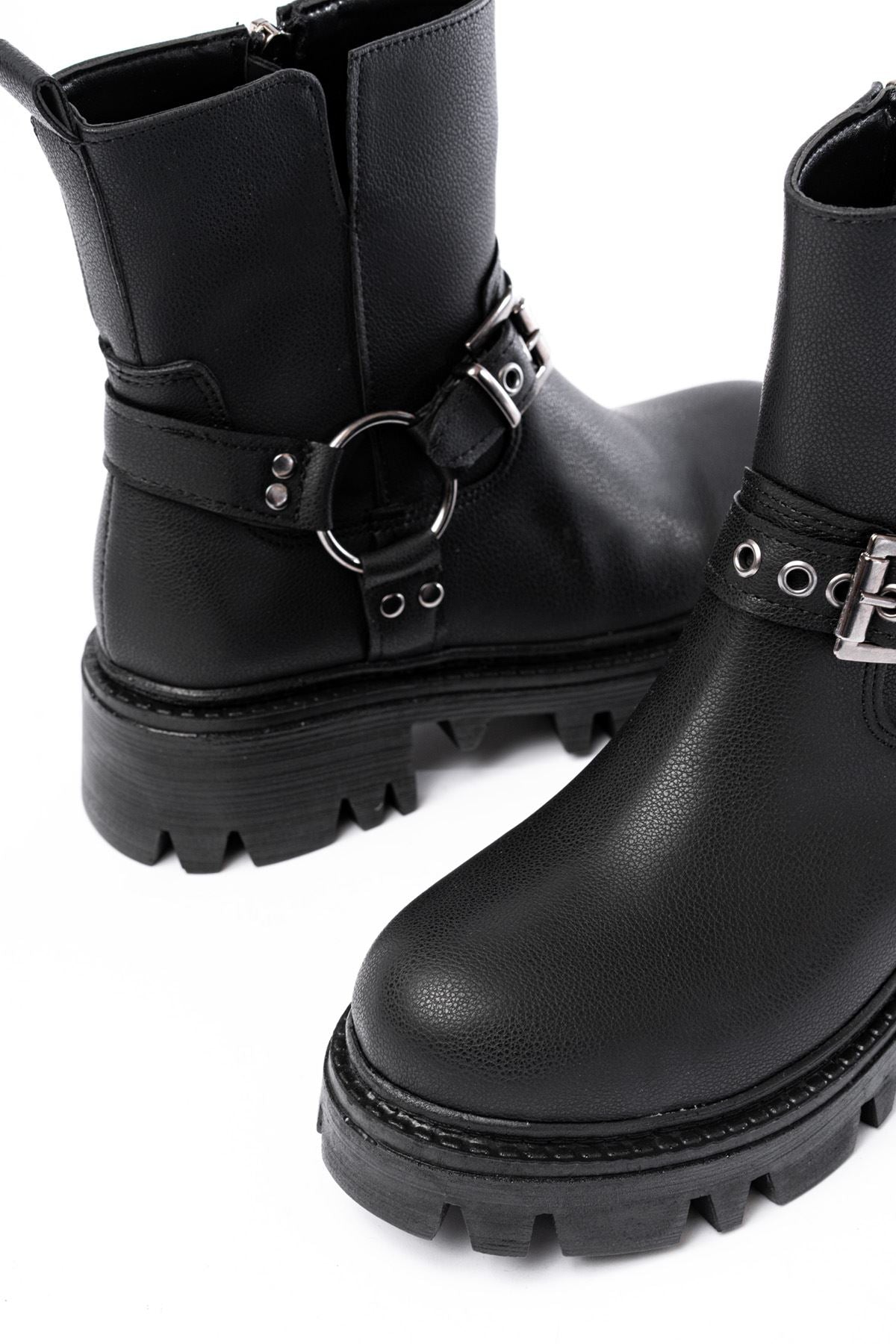 Ayakkabı Aşkı Siyah Fermuarlı Günlük Kadın Bot