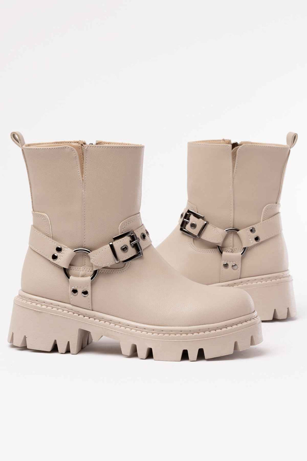 Ayakkabı Aşkı 868-2015 Bej Fermuarlı Günlük Kadın Bot