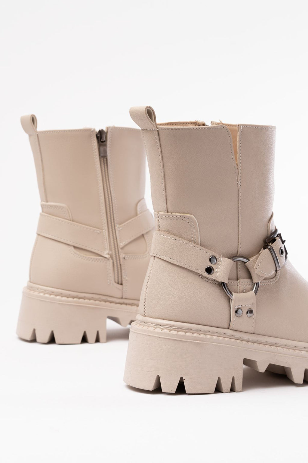Ayakkabı Aşkı Bej Fermuarlı Günlük Kadın Bot - Ayakkabı Aşkı