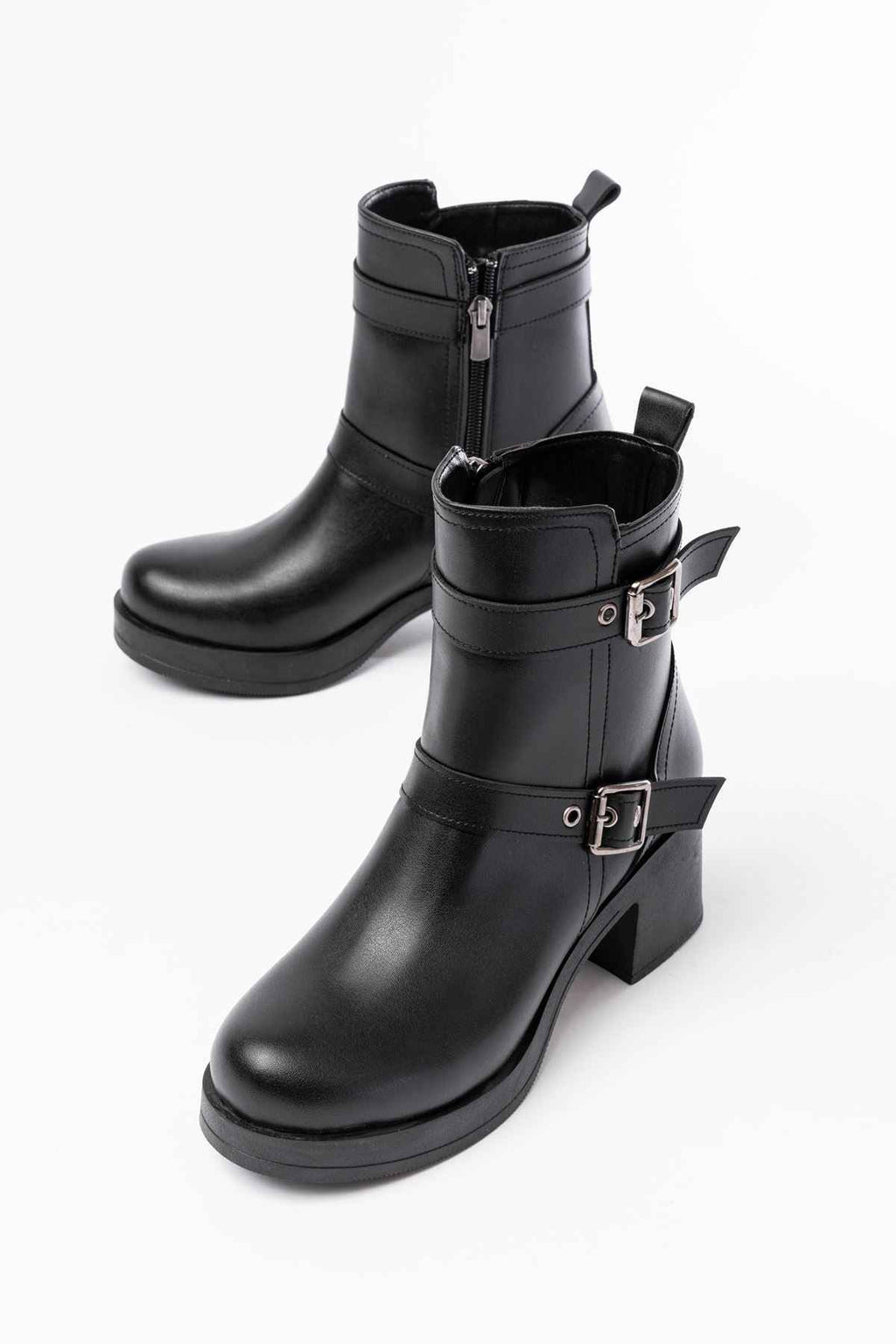 Ayakkabı Aşkı 5109-3027 Siyah Topuklu Fermuarlı Günlük Kadın Bot
