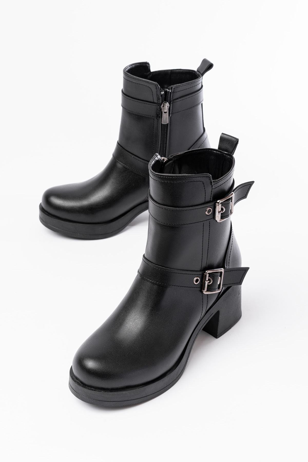 Ayakkabı Aşkı Siyah Topuklu Fermuarlı Günlük Kadın Bot