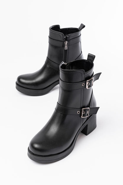 Ayakkabı Aşkı Siyah Topuklu Fermuarlı Günlük Kadın Bot