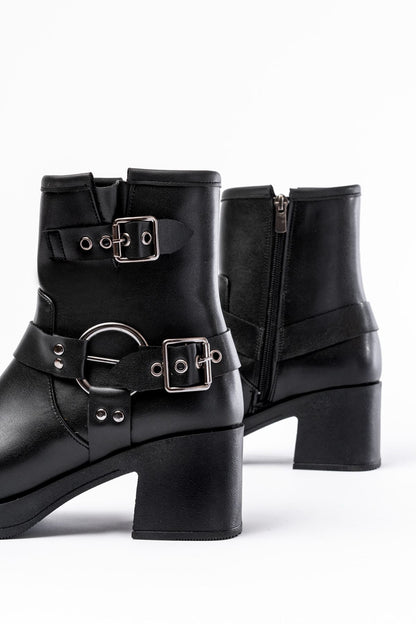 Ayakkabı Aşkı Siyah Toka Aksesuarlı Fermuarlı Topuklu Günlük Kadın Bot